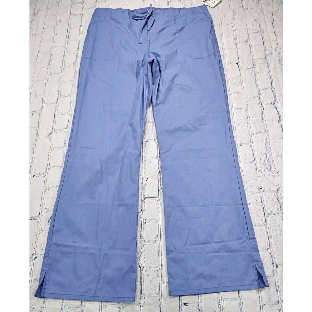 Code Happy Bliss Certainty Mid Rise Flare Drawstring Blue Scrub Pants WOMENS XL